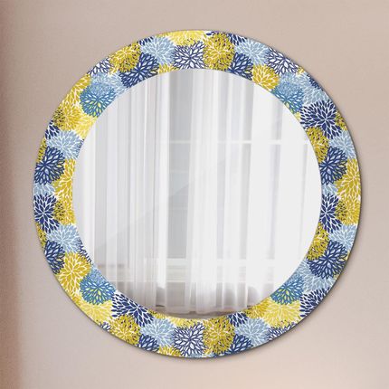 Tulup Lustro dekoracyjne okrągłe Niebieskie kwiaty 60cm (LSDOP00030)
