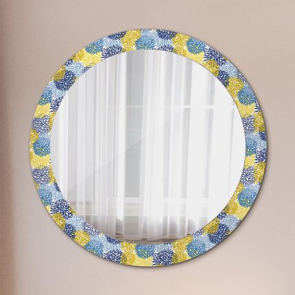 Tulup Lustro dekoracyjne okrągłe Niebieskie kwiaty 80cm (LSDOP00030)
