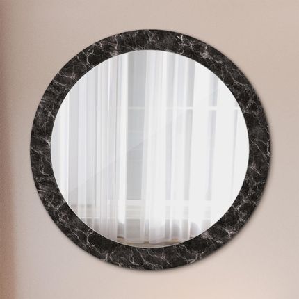Tulup Lustro z nadrukiem okrągłe Czarny marmur 80cm (LSDOP00079)