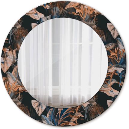 Tulup Lustro dekoracyjne okrągłe Ciemne tropikalne liście 50cm (LSDOP00111)