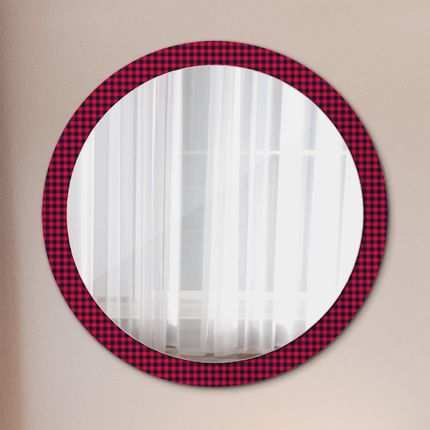 Tulup Lustro dekoracyjne okrągłe Czerwona kratka 100cm (LSDOP00126)