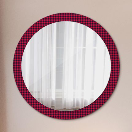 Tulup Lustro dekoracyjne okrągłe Czerwona kratka 90cm (LSDOP00126)