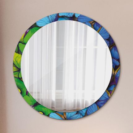 Tulup Lustro dekoracyjne okrągłe Niebieski i zielony motyl 100cm (LSDOP00129)