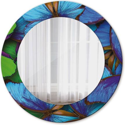 Tulup Lustro dekoracyjne okrągłe Niebieski i zielony motyl 50cm (LSDOP00129)