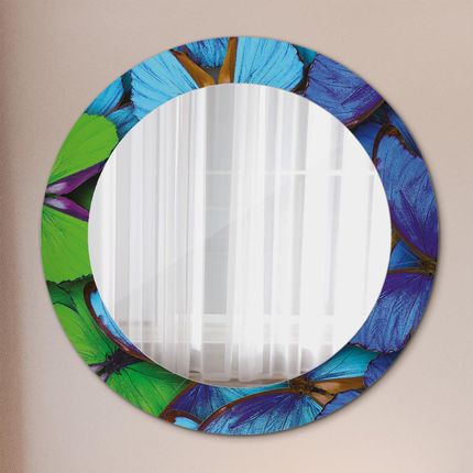 Tulup Lustro dekoracyjne okrągłe Niebieski i zielony motyl 60cm (LSDOP00129)