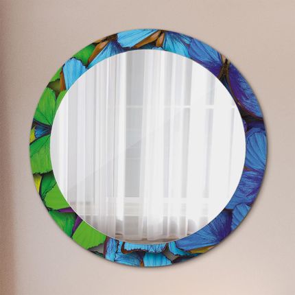 Tulup Lustro dekoracyjne okrągłe Niebieski i zielony motyl 80cm (LSDOP00129)