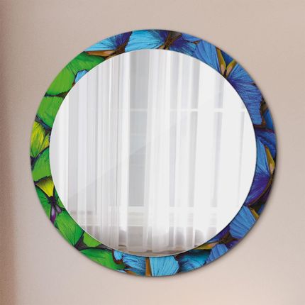 Tulup Lustro dekoracyjne okrągłe Niebieski i zielony motyl 90cm (LSDOP00129)