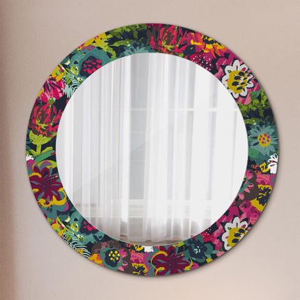 Tulup Lustro dekoracyjne okrągłe Ręcznie malowane kwiaty 60cm (LSDOP00143)
