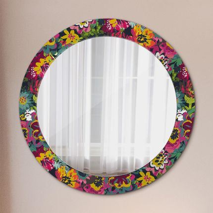 Tulup Lustro dekoracyjne okrągłe Ręcznie malowane kwiaty 70cm (LSDOP00143)