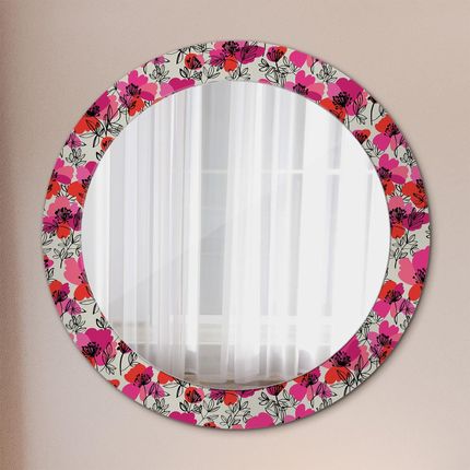 Tulup Lustro dekoracyjne okrągłe Różowe maki 70cm (LSDOP00170)