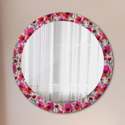 Tulup Lustro dekoracyjne okrągłe Różowe maki 80cm (LSDOP00170)