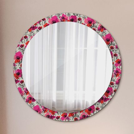 Tulup Lustro dekoracyjne okrągłe Różowe maki 90cm (LSDOP00170)