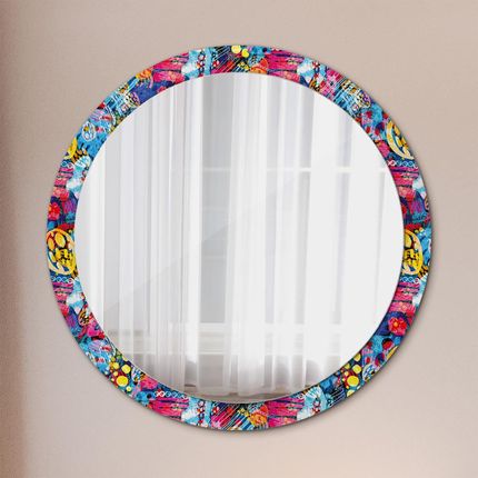 Tulup Lustro dekoracyjne okrągłe Kolorowe bazgroły 100cm (LSDOP00171)