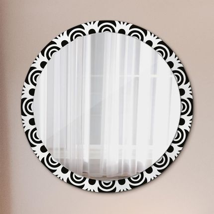 Tulup Lustro dekoracyjne okrągłe Czarny geometryczny ornament 100cm (LSDOP00174)
