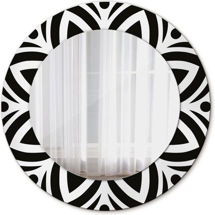 Tulup Lustro dekoracyjne okrągłe Czarny geometryczny ornament 50cm (LSDOP00174)