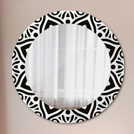 Tulup Lustro dekoracyjne okrągłe Czarny geometryczny ornament 60cm (LSDOP00174)