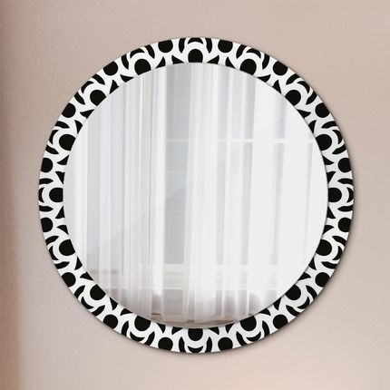 Tulup Lustro dekoracyjne okrągłe Czarny geometryczny ornament 90cm (LSDOP00174)