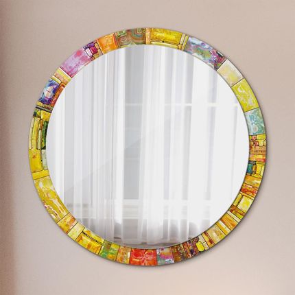 Tulup Lustro z nadrukiem okrągłe Kolorowy witraż 100cm (LSDOP00195)