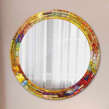 Tulup Lustro z nadrukiem okrągłe Kolorowy witraż 70cm (LSDOP00195)