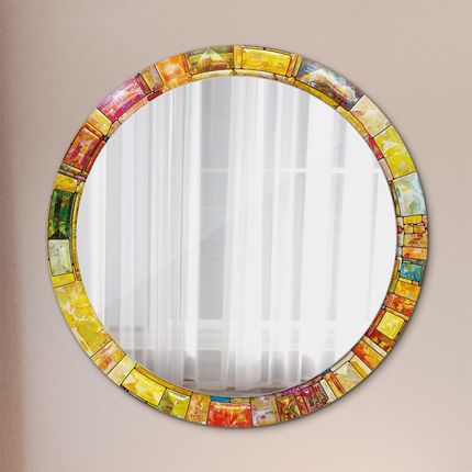 Tulup Lustro z nadrukiem okrągłe Kolorowy witraż 90cm (LSDOP00195)