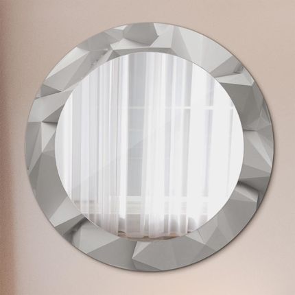 Tulup Lustro z nadrukiem okrągłe Abstrakcyjny biały kryształ 60cm (LSDOP00211)