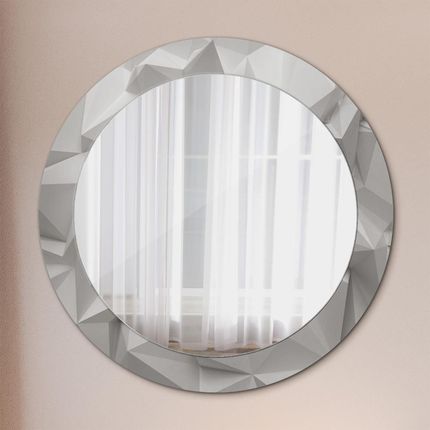 Tulup Lustro z nadrukiem okrągłe Abstrakcyjny biały kryształ 70cm (LSDOP00211)