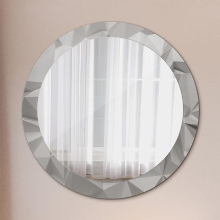 Tulup Lustro z nadrukiem okrągłe Abstrakcyjny biały kryształ 80cm (LSDOP00211)