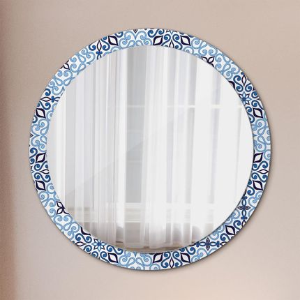 Tulup Lustro dekoracyjne okrągłe Niebieski arabski wzór 100cm (LSDOP00215)