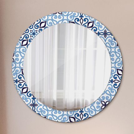 Tulup Lustro dekoracyjne okrągłe Niebieski arabski wzór 70cm (LSDOP00215)