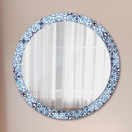 Tulup Lustro dekoracyjne okrągłe Niebieski arabski wzór 90cm (LSDOP00215)