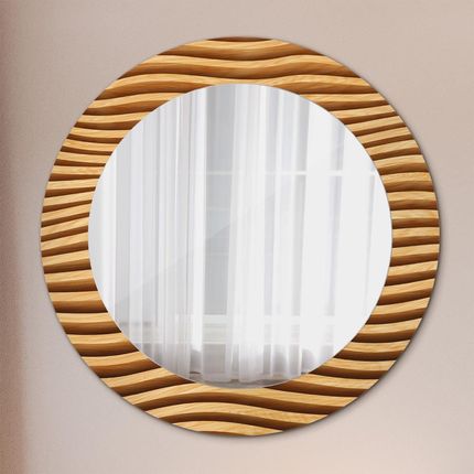 Tulup Lustro dekoracyjne okrągłe Drewniana fala 60cm (LSDOP00238)