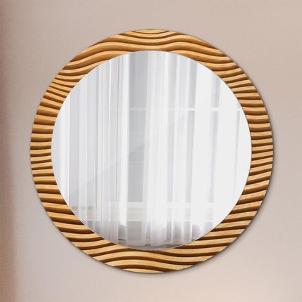 Tulup Lustro dekoracyjne okrągłe Drewniana fala 80cm (LSDOP00238)