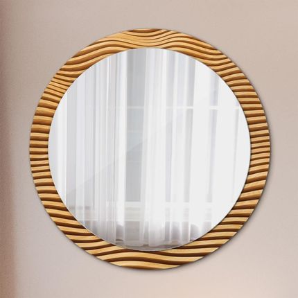 Tulup Lustro dekoracyjne okrągłe Drewniana fala 90cm (LSDOP00238)