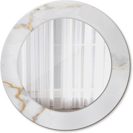 Tulup Lustro z nadrukiem okrągłe Biały złoty marmur 50cm (LSDOP00246)
