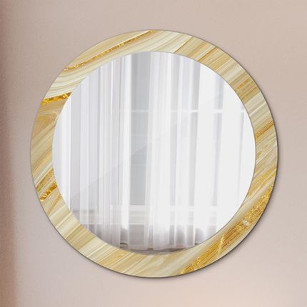 Tulup Lustro z nadrukiem okrągłe Złoty abstrakcyjny 80cm (LSDOP00256)