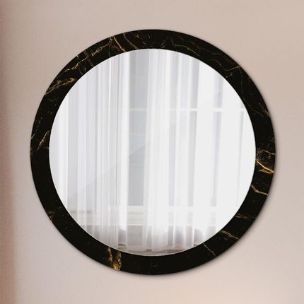 Tulup Lustro dekoracyjne okrągłe Czarny marmur 90cm (LSDOP00272)