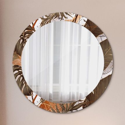 Tulup Lustro z nadrukiem dekoracyjne okrągłe Liście palmowe 80cm (LSDOP00277)