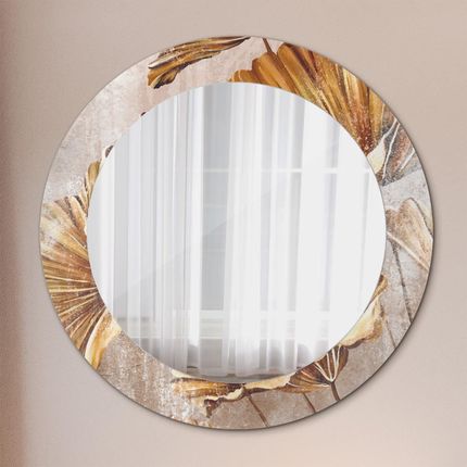 Tulup Lustro z nadrukiem dekoracyjne okrągłe Złote liście 60cm (LSDOP00297)