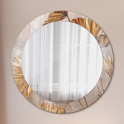 Tulup Lustro z nadrukiem dekoracyjne okrągłe Złote liście 70cm (LSDOP00297)