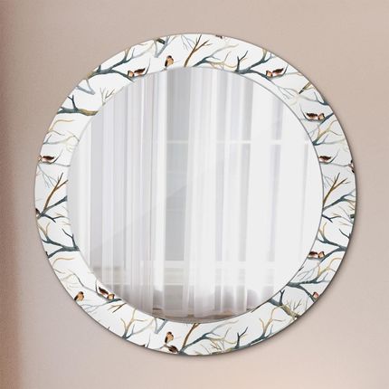 Tulup Lustro z nadrukiem dekoracyjne okrągłe Wróbelki ptaki gałęzie 70cm (LSDOP00300)