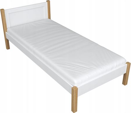 Łóżko Drewniane 100X190 Biało Dębowe N02