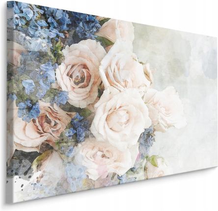 Obraz Canvas Pastelowe Róże Kwiaty Akwarela 40x30