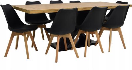 8 krzeseł skandynawskie nowoczesny stół 90x160/210