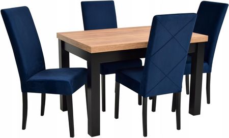 4 krzesła i stół 80x140/180 blat dąb craft Wybór