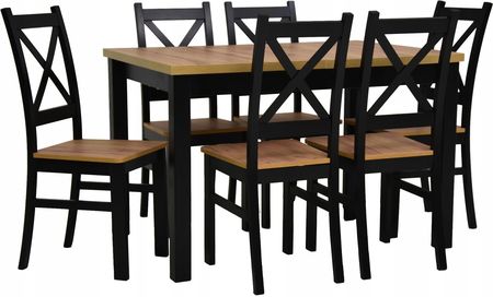 Stół rozkładany 80x120/150 6 krzeseł Krzyżak