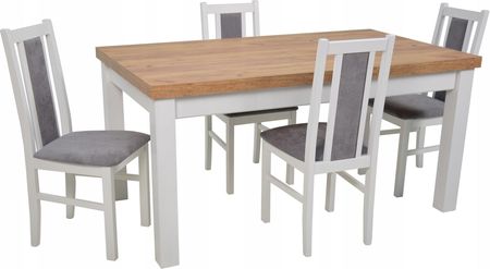 4 krzesła drewniane i stół 90x160/210 cm blat 5 cm