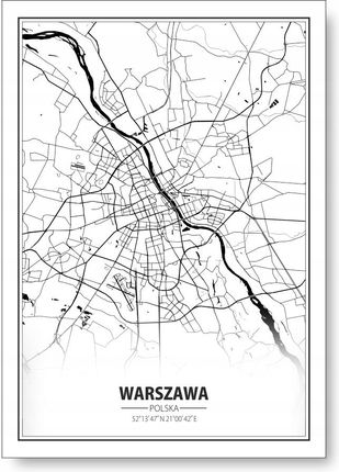 Warszawa Mapa Czarno-biała plakat B2 50x70cm #194