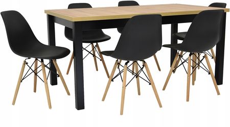 Stół rozkładany 90x160/200 cm Wotan i 6 krzeseł