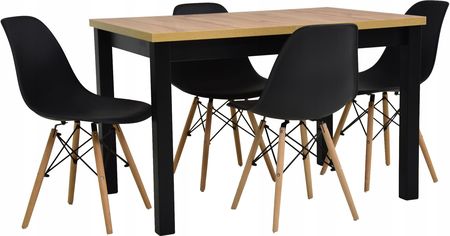 Stół 80x120/150 cm 4 krzesła skandynawskie