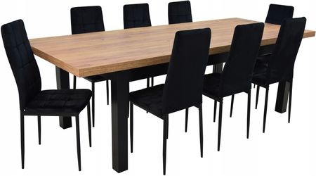 8 krzeseł welurowych i stół 90x170/250 cm Craft
